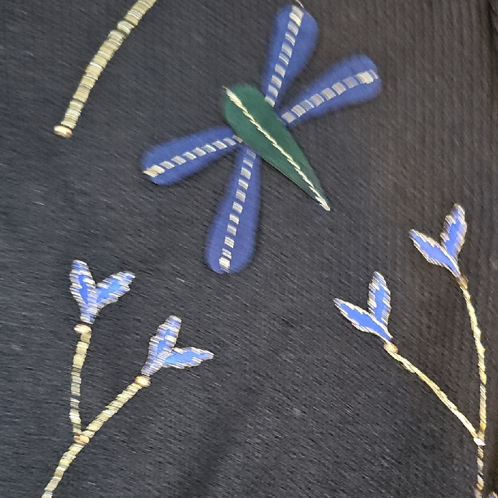 St. John Collection Black Zip-Front Jacket with Dragonfly Embroidery-Beautiful! - Picture 4 of 6